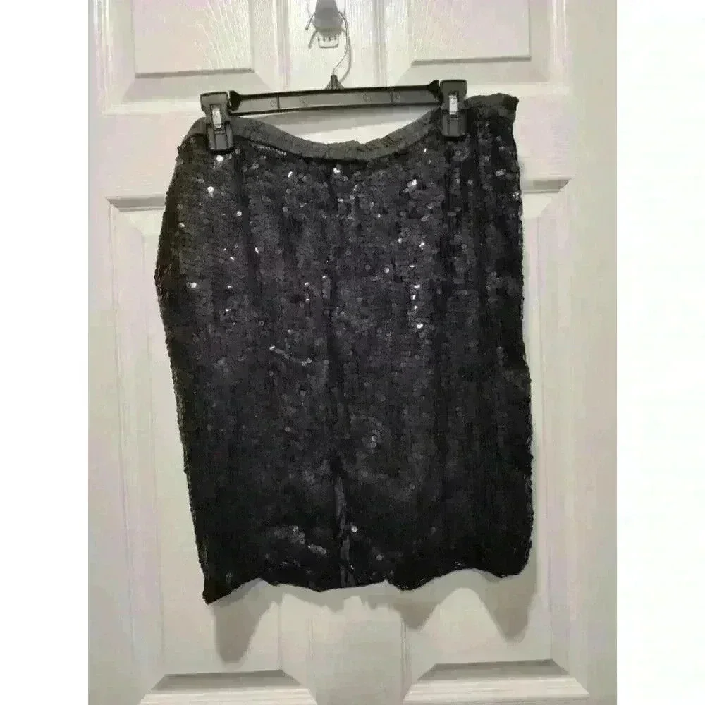 Vintage Royal Feelings 100% Pure Silk 80s Sparkly Sequin Skirt Womens SMALL‎